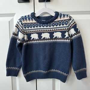 Janie and Jack Boys Navy Polar Bear Sweater (Size 3)